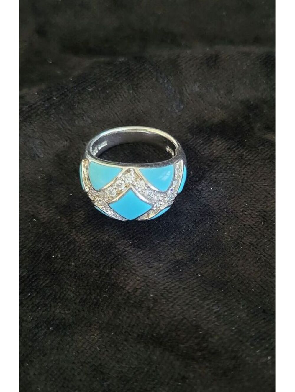 VTG Eric Grossbardt 925, Turquoise, and Diamonique CZ Ring